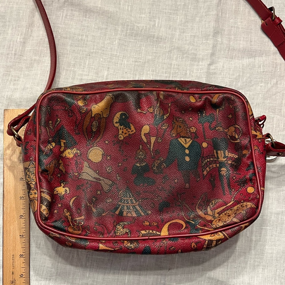 Vintage 90s Piero Guidi Magic Circus Red Shoulder Bag - Picture 3 of 11